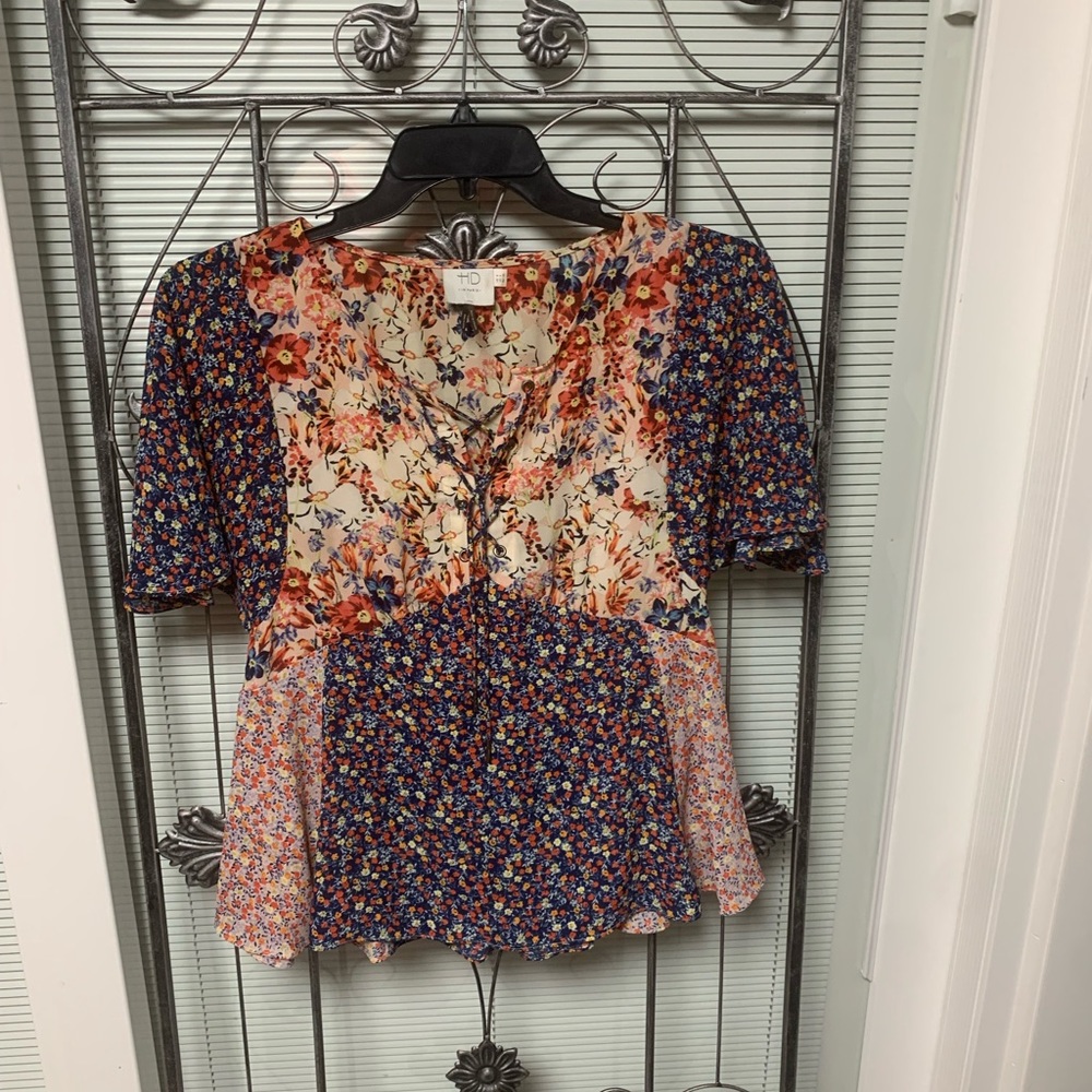 ANTHROPOLOGIE HD in Paris Floral Print Top Blouse